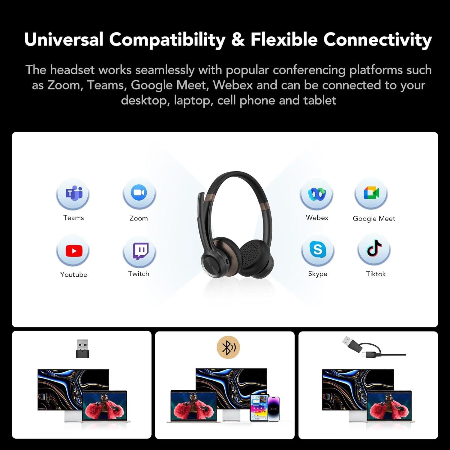 Auricular Bluetooth Nuroum HP30 con Cancelación de Ruido