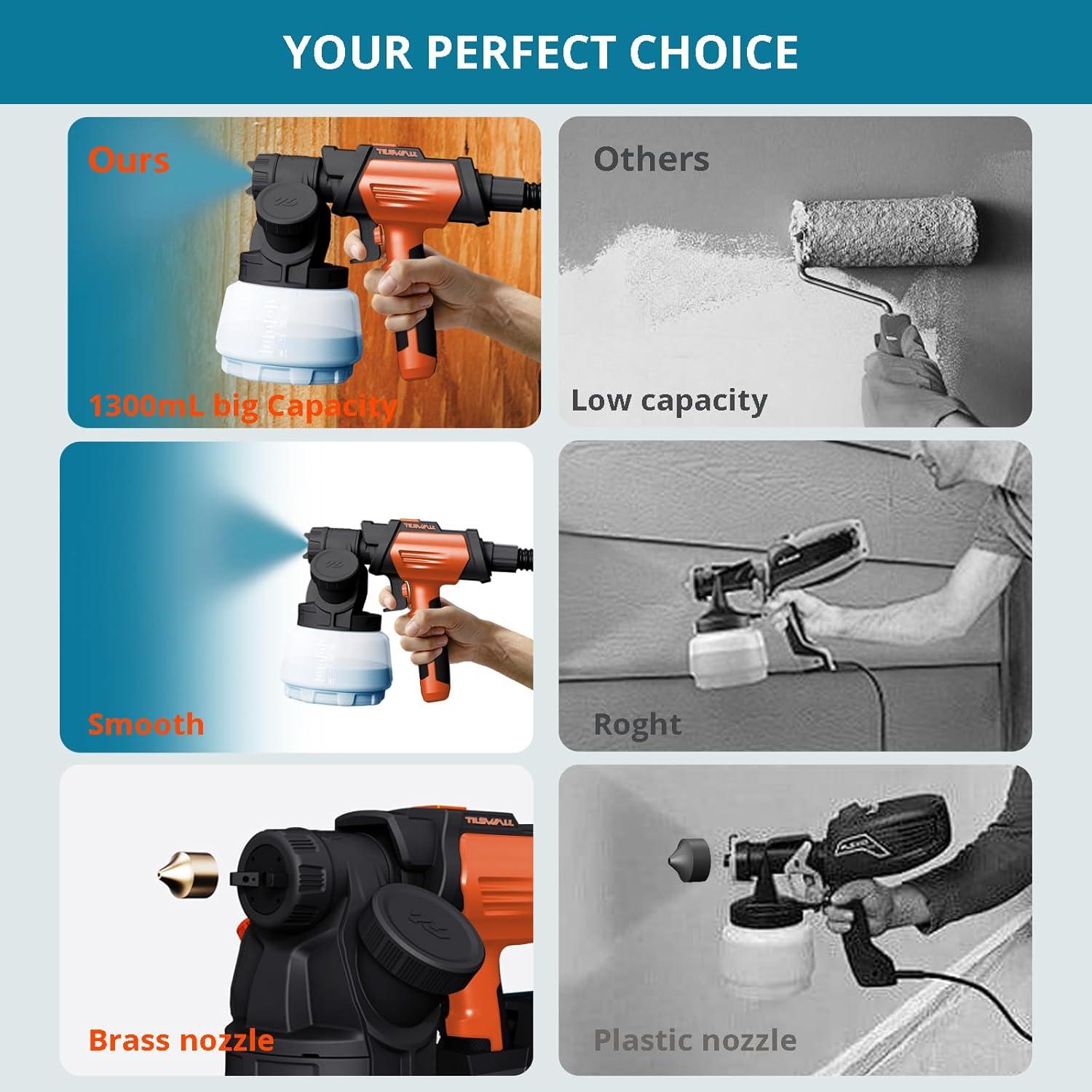 Pulverizador de Pintura Tilswall Shark 800W 1300ml 4 Boquillas