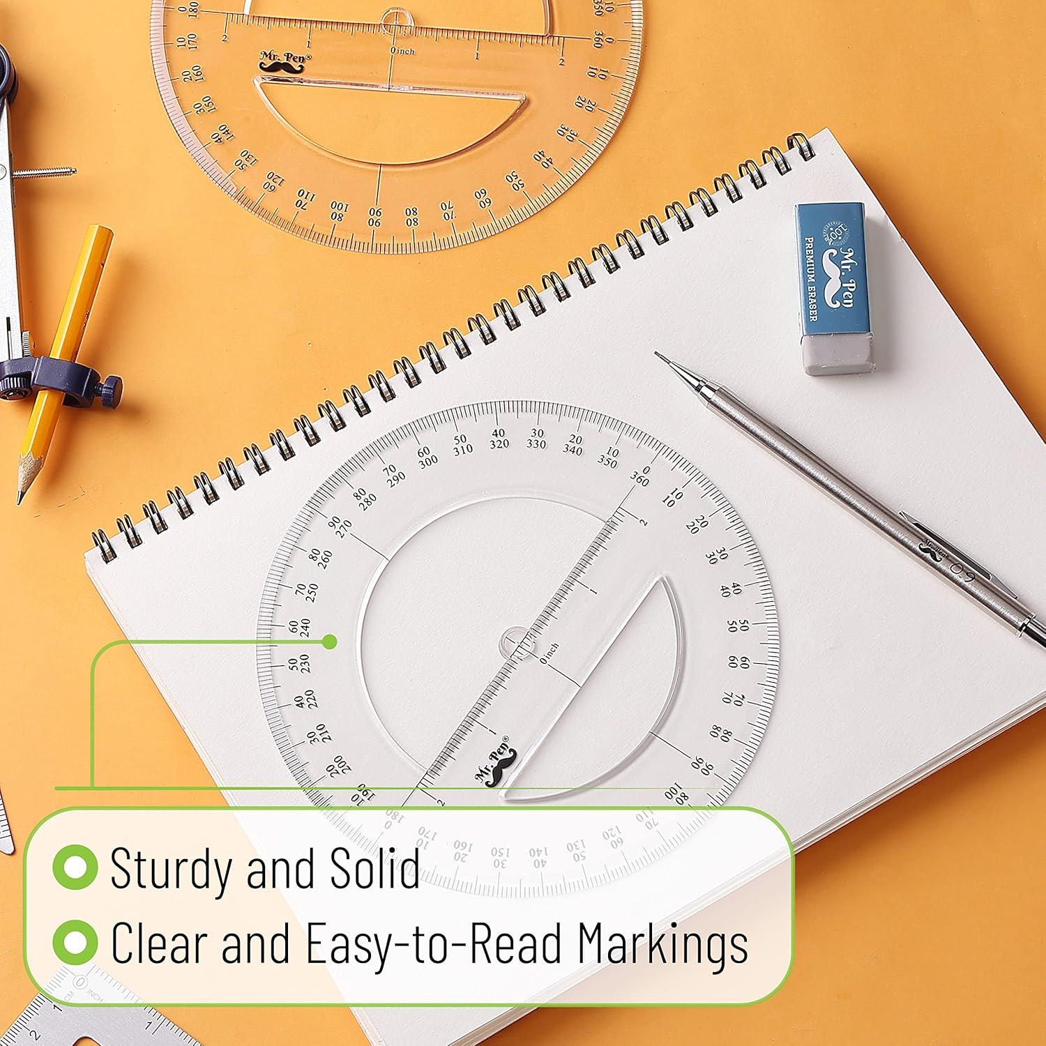 Transportador 360 Grados Mr. Pen - Paquete de 2, Plástico Claro