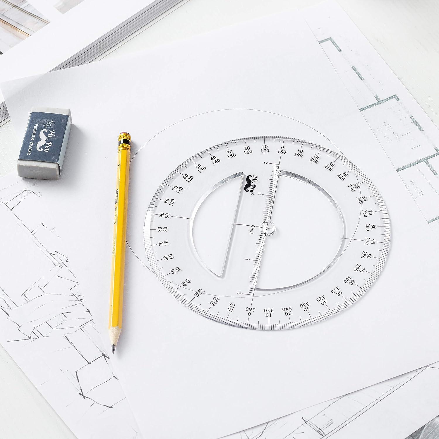 Transportador 360 Grados Mr. Pen - Paquete de 2, Plástico Claro