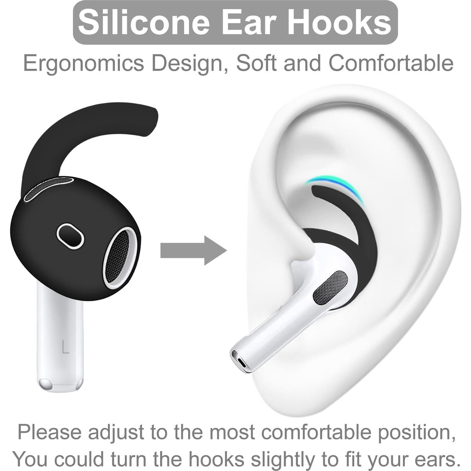 Ganchos para Orejas AirPods 4 IiEXCEL - Silicona Ergonómica Negro