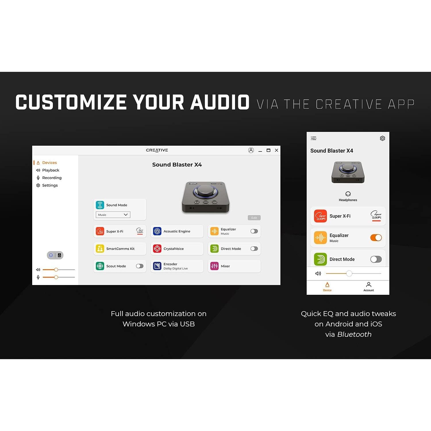 DAC USB Externo Creative Sound Blaster X4 7.1 Multicanal