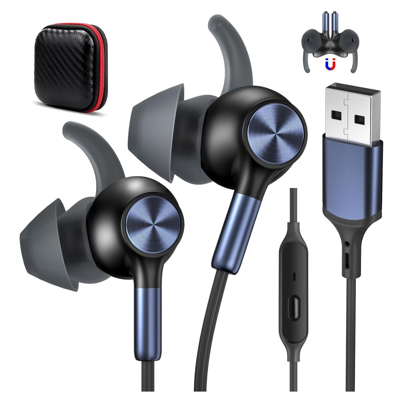 Auriculares USB AIAUXAI con micrófono, 2.3m, cancelación ruido