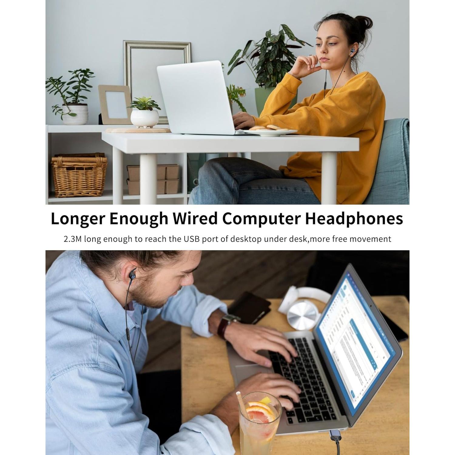 Auriculares USB AIAUXAI con micrófono, 2.3m, cancelación ruido