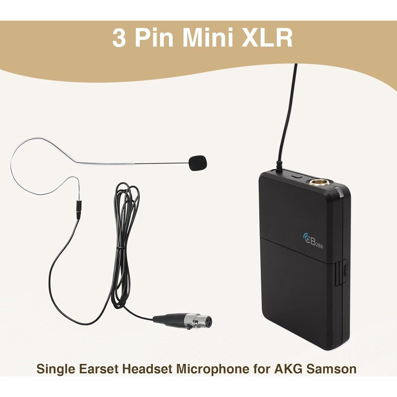 Paquete de 2 Micrófonos de Diadema Teekooee Mini XLR Negro