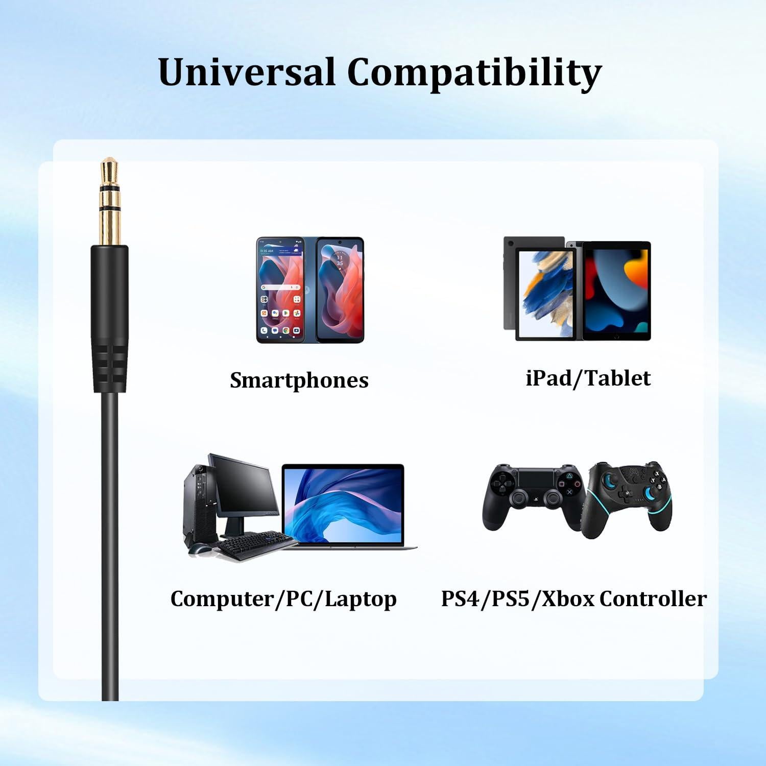 Cable de audio 3.5mm OneOdio Pro 10/30/50/A70/A71 - 155cm