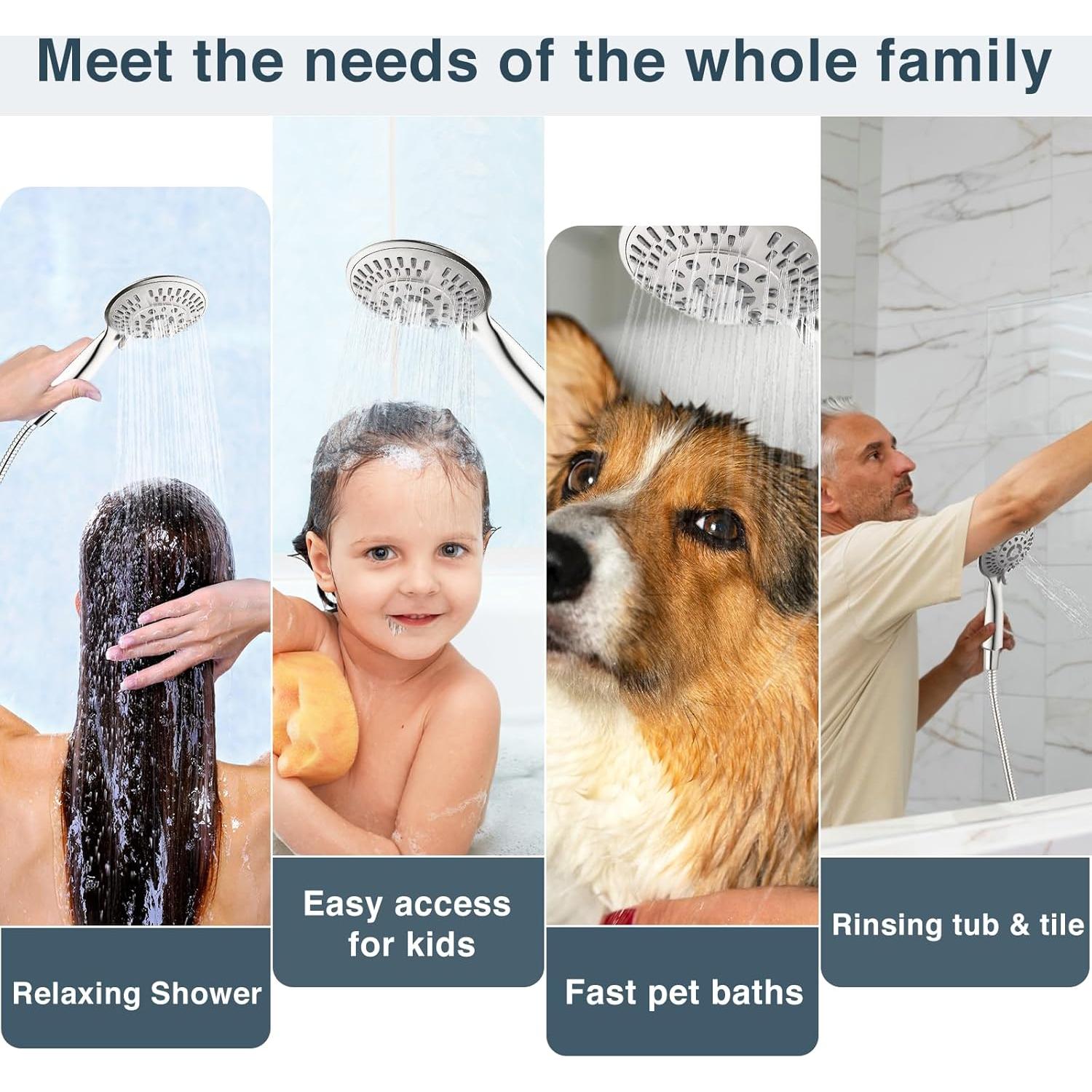 Cabezal de Ducha DUCHAS BRILLANTES 9 Funciones Níquel Cepillado