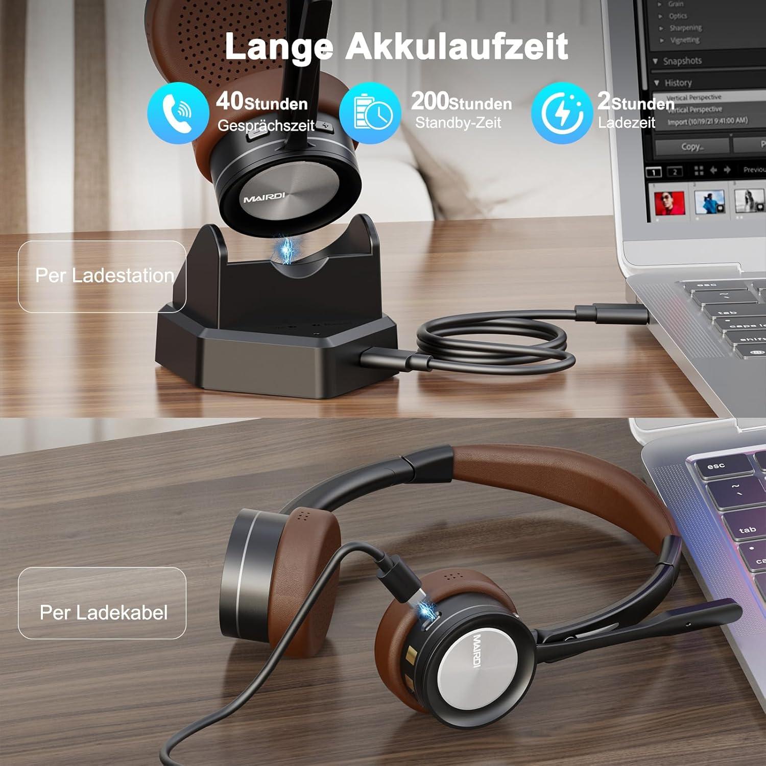 Auricular Bluetooth MAIRDI M890 con Micrófono y Cancelación de Ruido