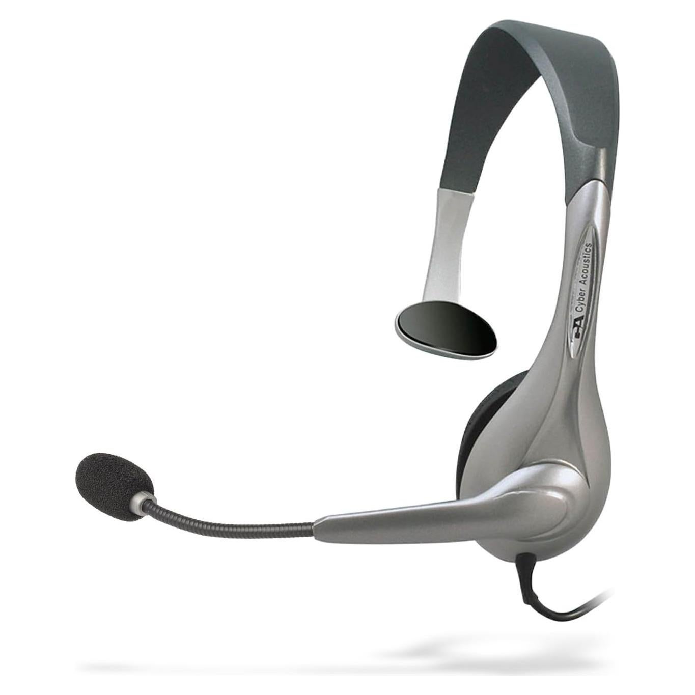 Auricular Mono USB Cyber Acoustics AC-840 con Micrófono y Cancelación de Ruido