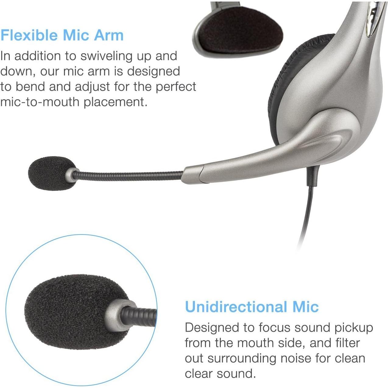 Auricular Mono USB Cyber Acoustics AC-840 con Micrófono y Cancelación de Ruido