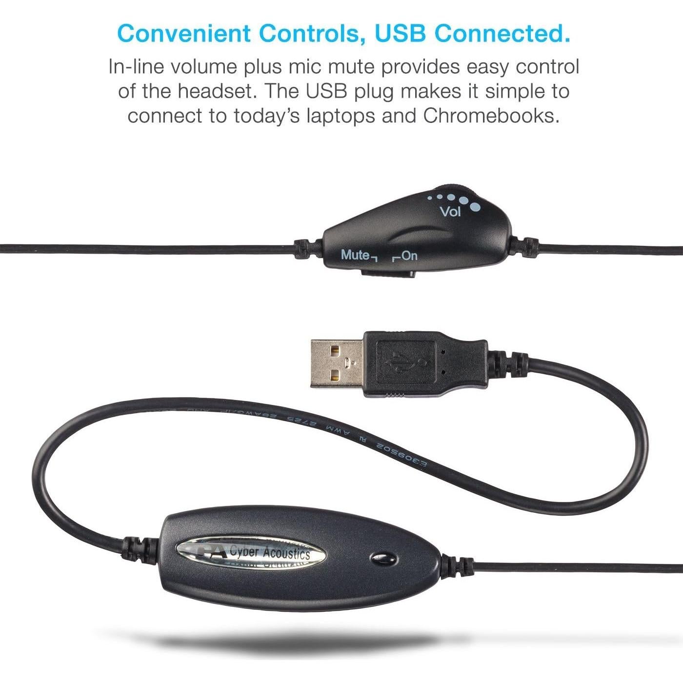 Auricular Mono USB Cyber Acoustics AC-840 con Micrófono y Cancelación de Ruido