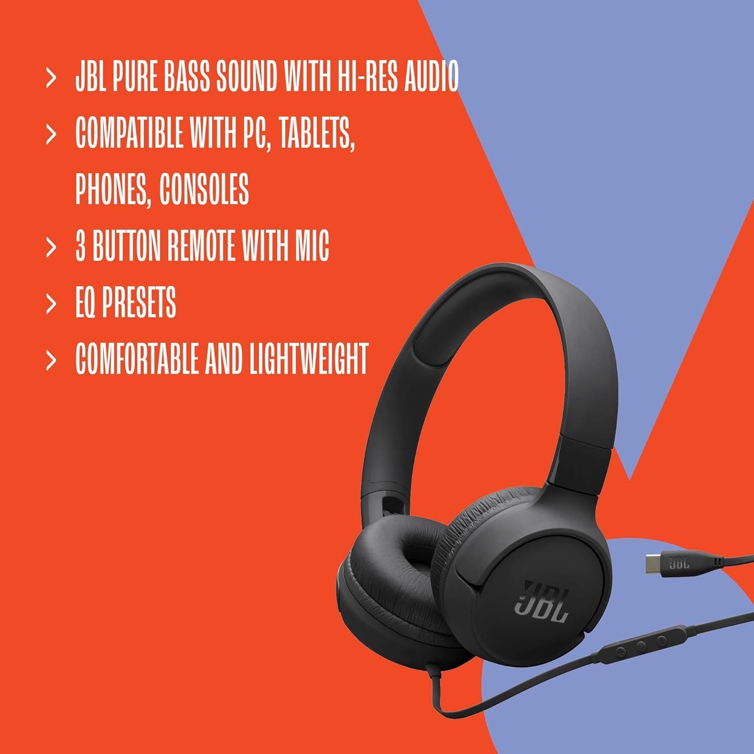 Auriculares JBL Tune 520C USB-C sobre la oreja - Púrpura