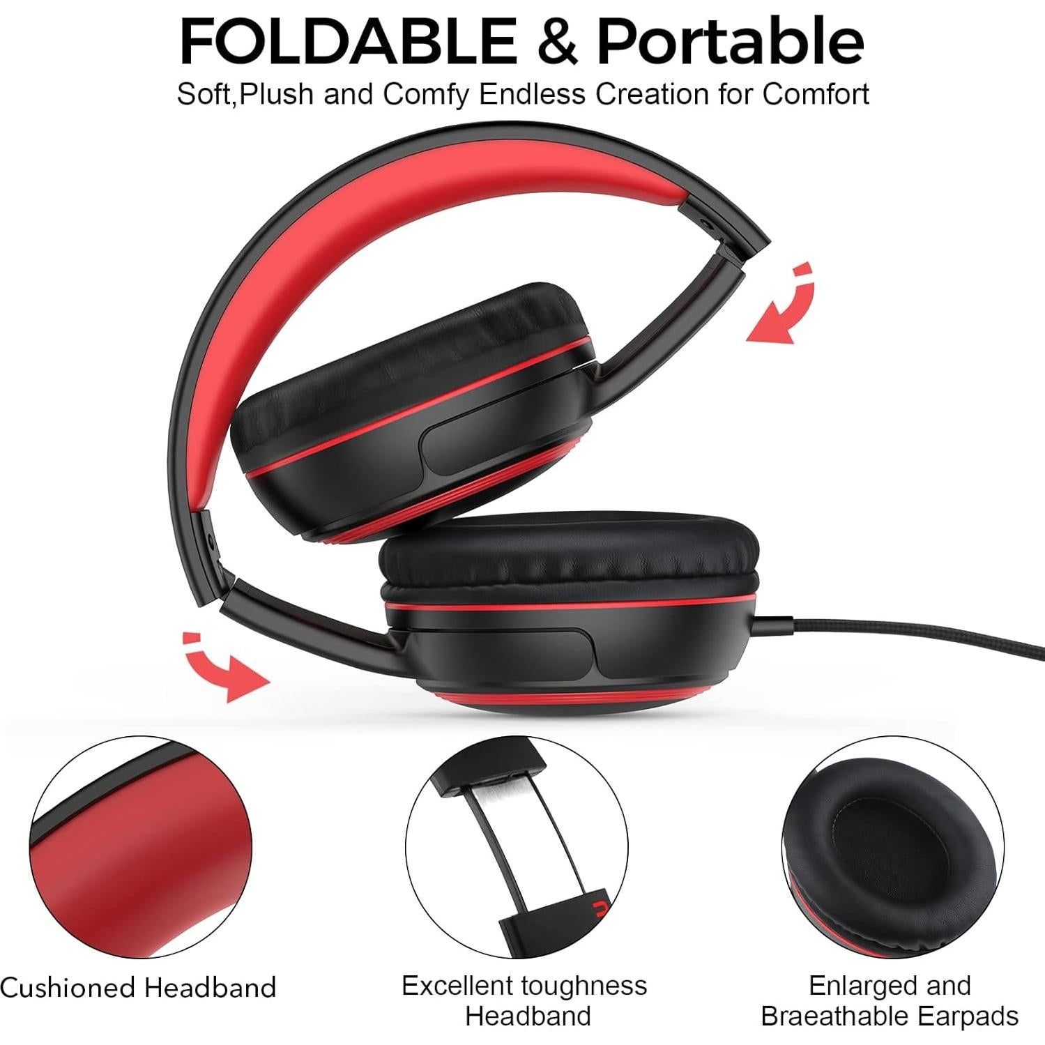 Auriculares JOMILIN A10 para Niños con Micrófono y Cable 1.5m