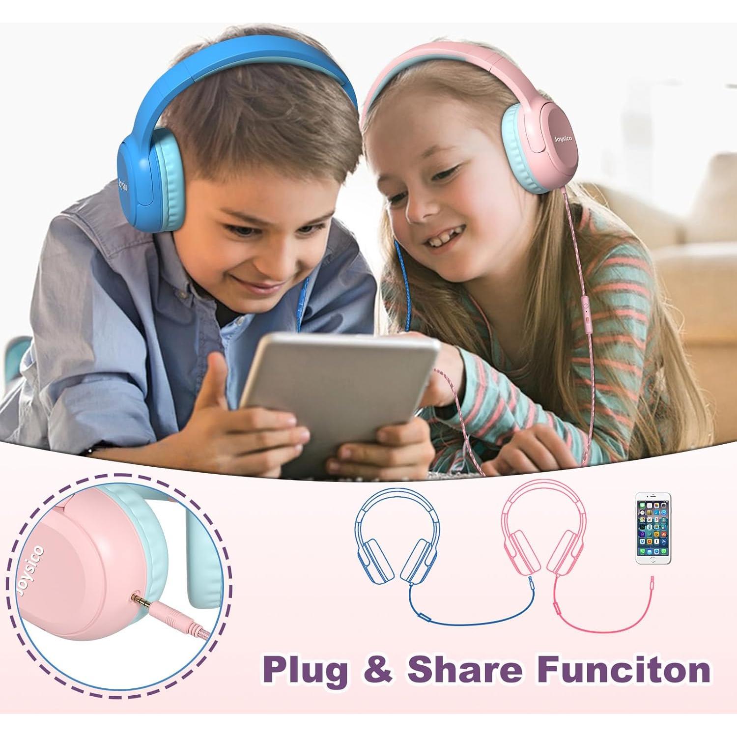 Auriculares Joysico YO1 Rosa para Niños con Micrófono 85dB