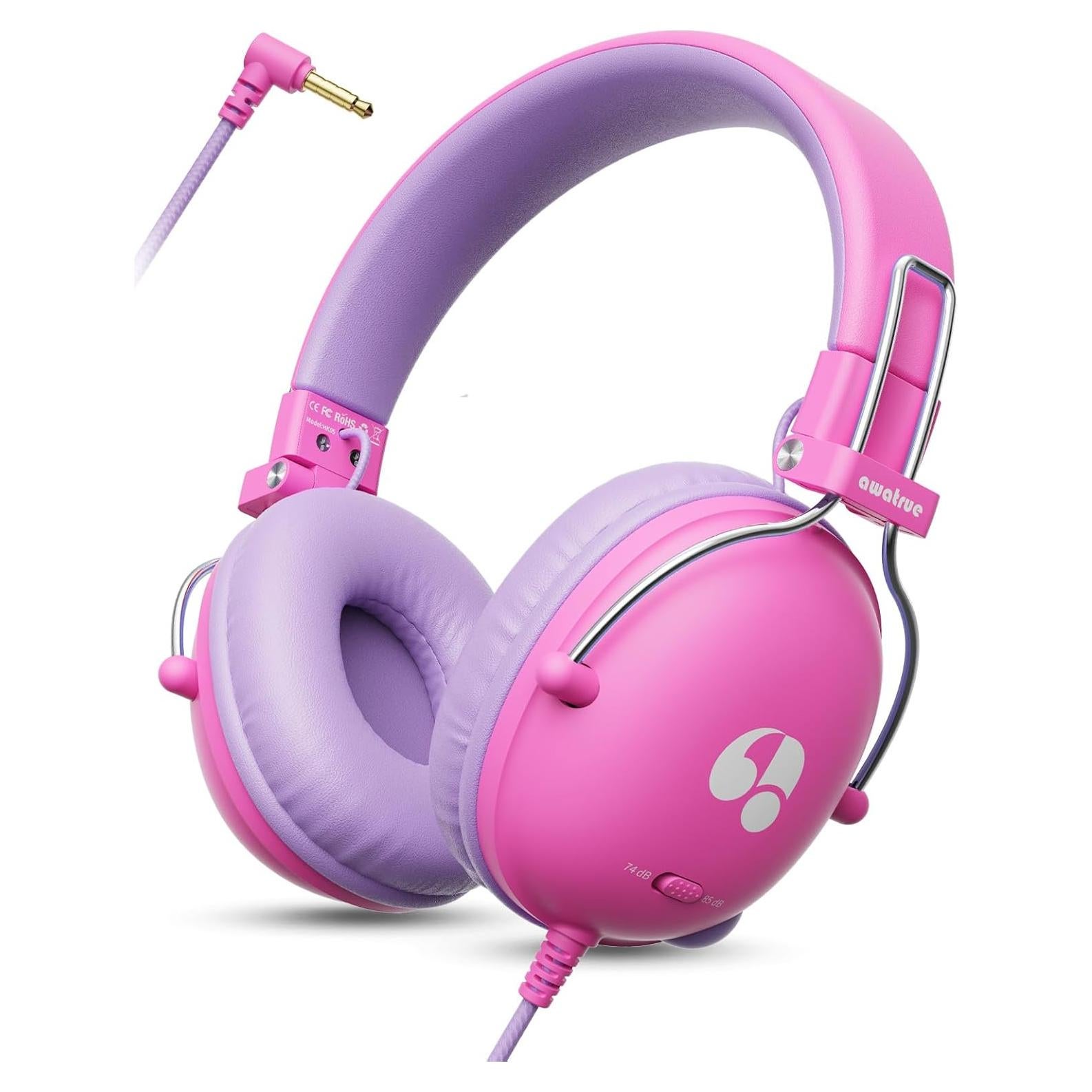 Auriculares para Niños Awatrue Rosa 74dB Sonido Estéreo