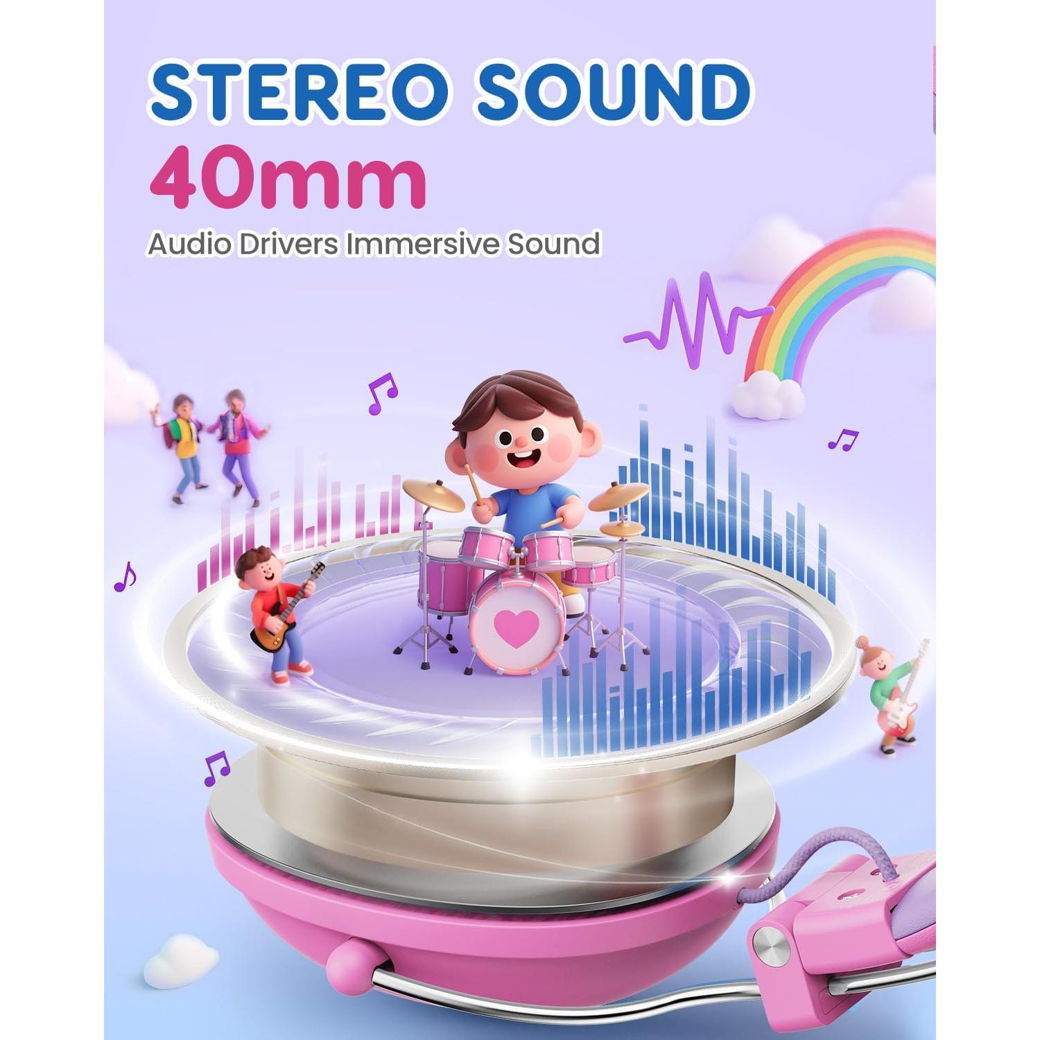 Auriculares para Niños Awatrue Rosa 74dB Sonido Estéreo