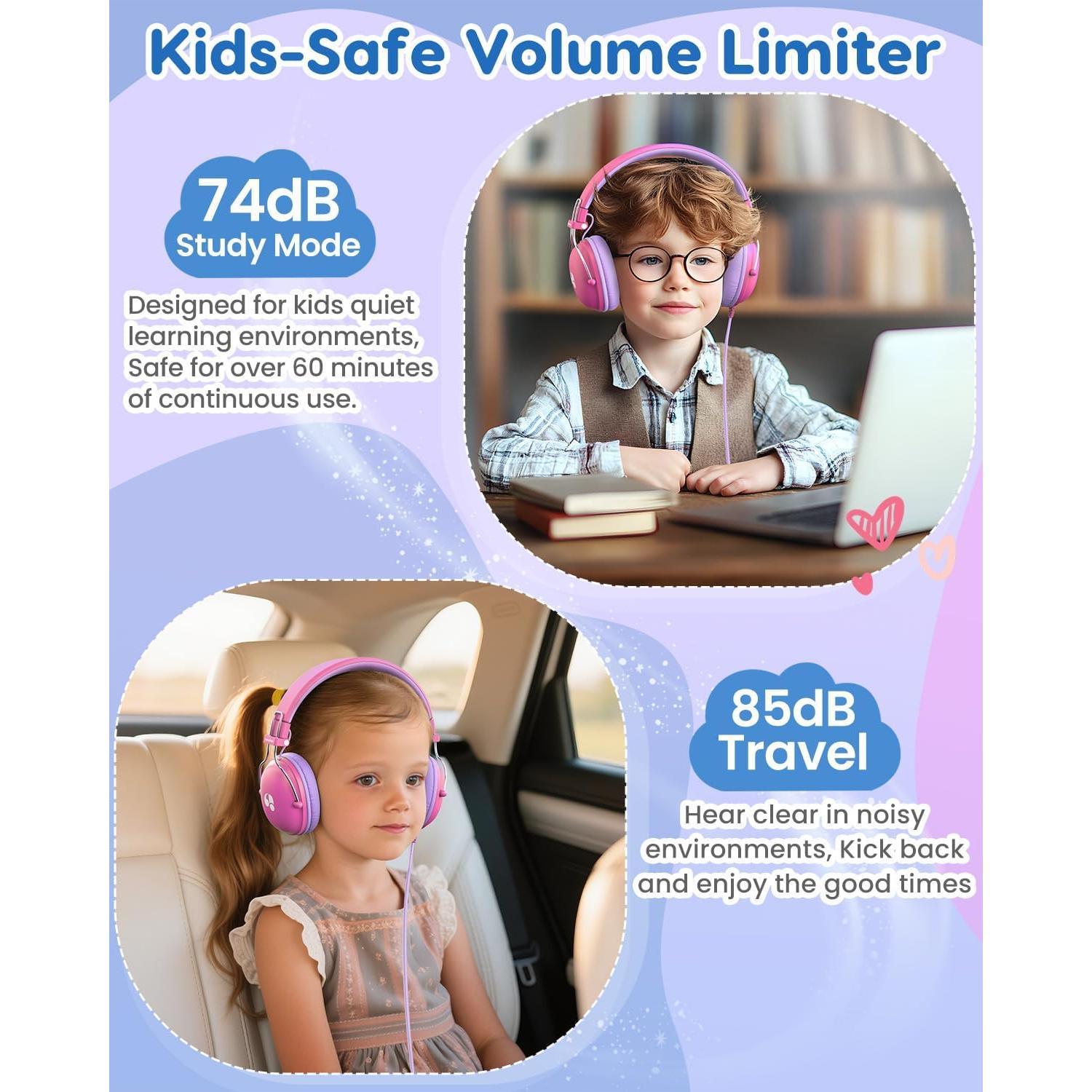 Auriculares para Niños Awatrue Rosa 74dB Sonido Estéreo