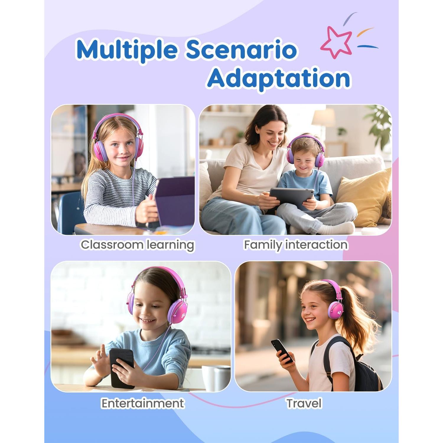 Auriculares para Niños Awatrue Rosa 74dB Sonido Estéreo