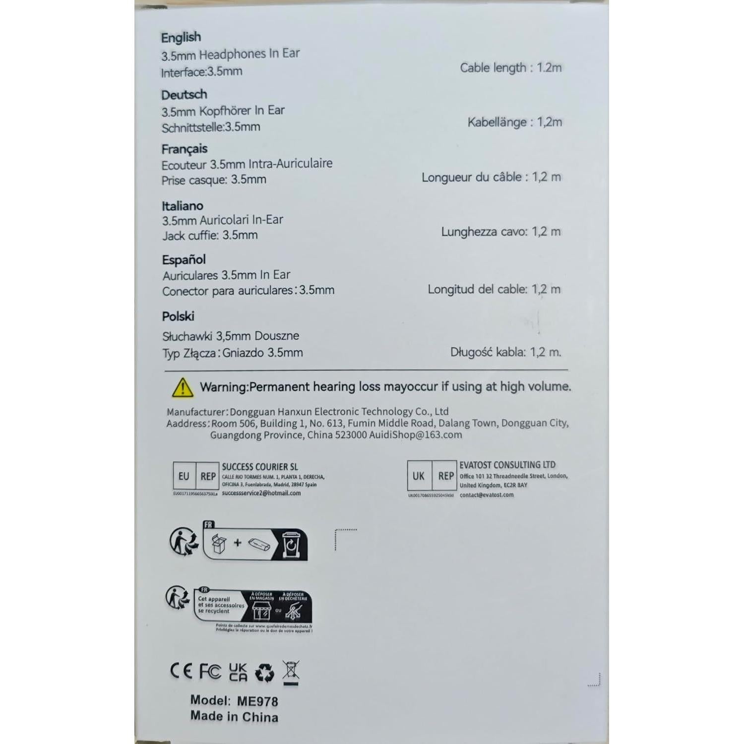 Paquete de 3 Auriculares In-Ear AESIGN ME978 con Micrófono