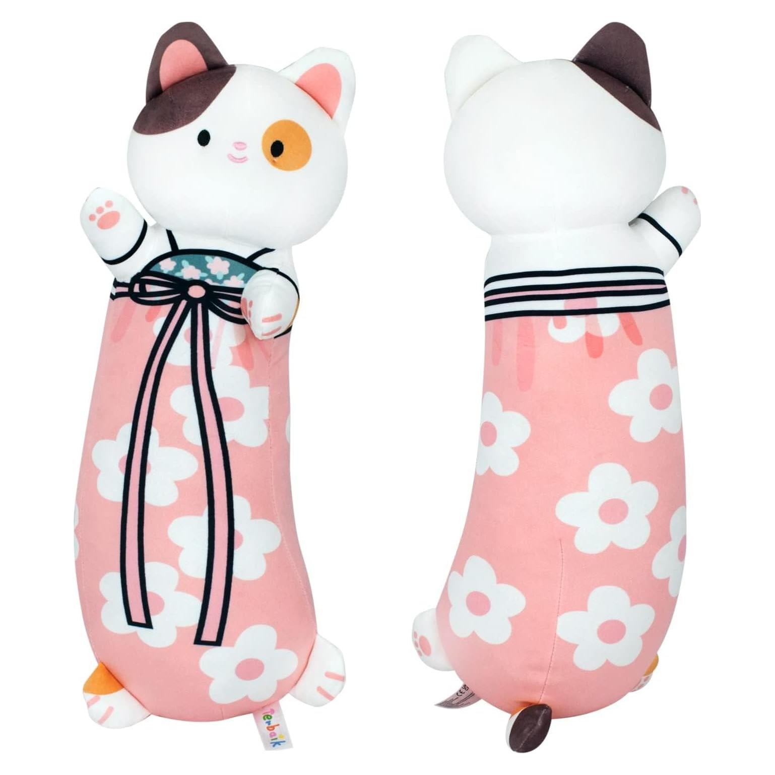Almohada de Cuerpo de Gato de Peluche YH YUHUNG 70cm Rosa