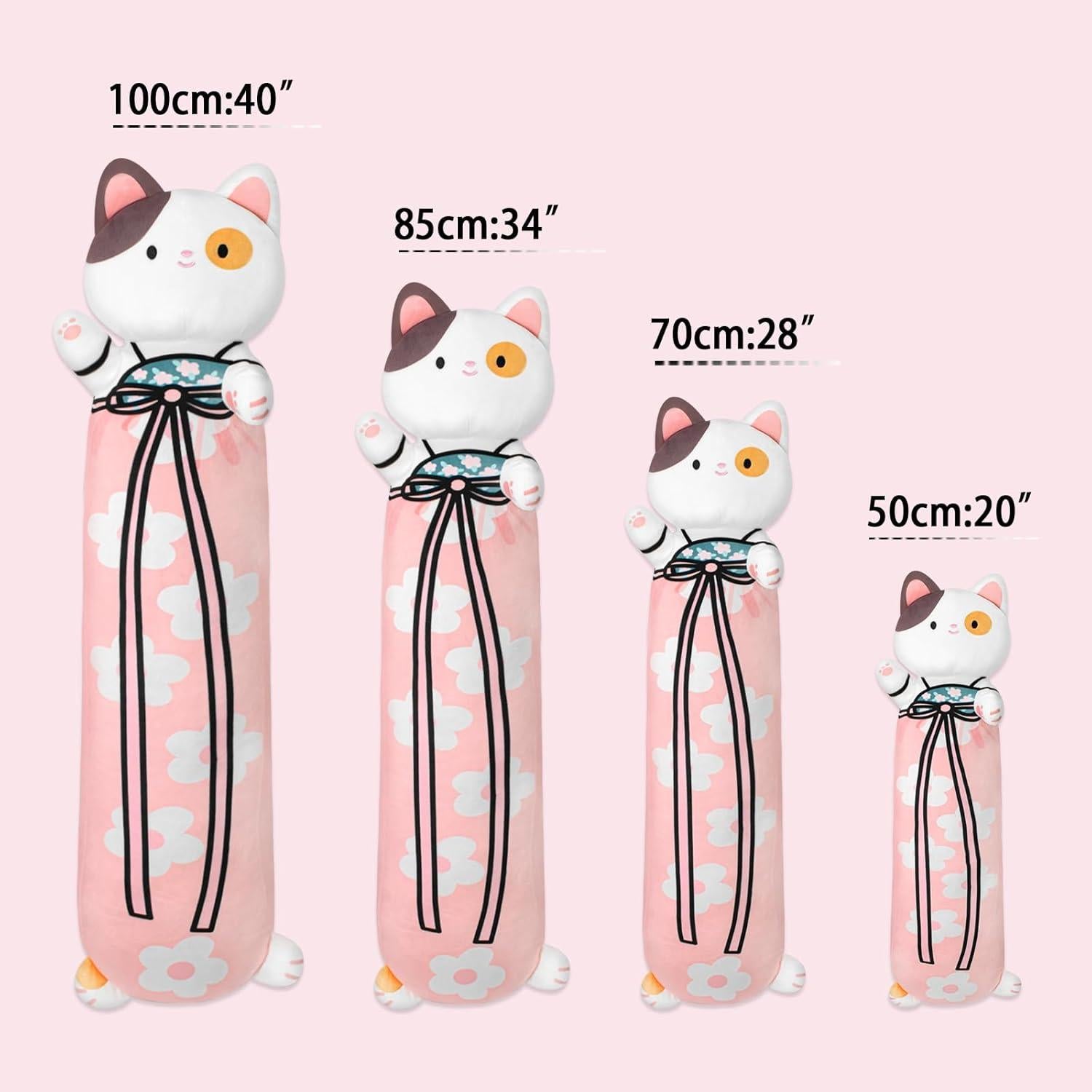 Almohada de Cuerpo de Gato de Peluche YH YUHUNG 70cm Rosa