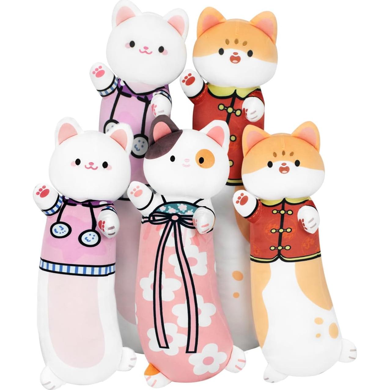 Almohada de Cuerpo de Gato de Peluche YH YUHUNG 70cm Rosa