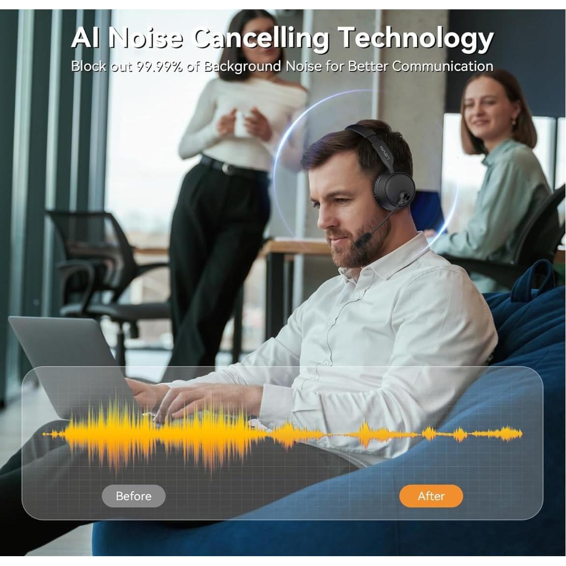 Auriculares Bluetooth LEVN LE-CT003 con micrófono, 60h de batería