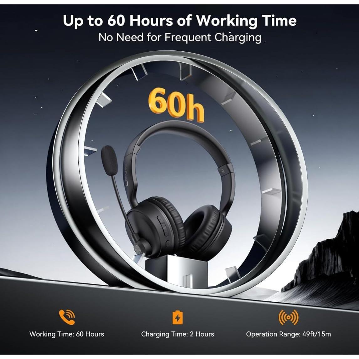 Auriculares Bluetooth LEVN LE-CT003 con micrófono, 60h de batería