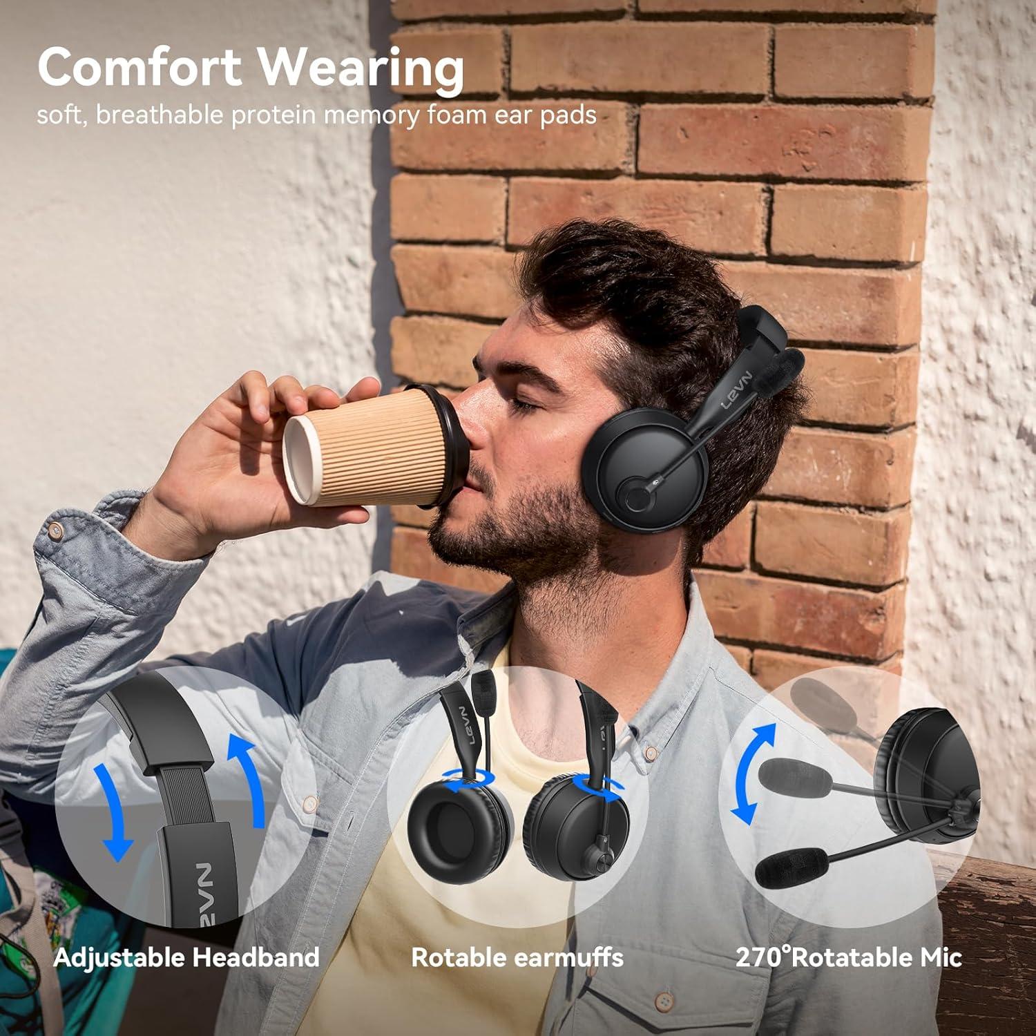 Auriculares Bluetooth LEVN LE-CT003 con micrófono, 60h de batería
