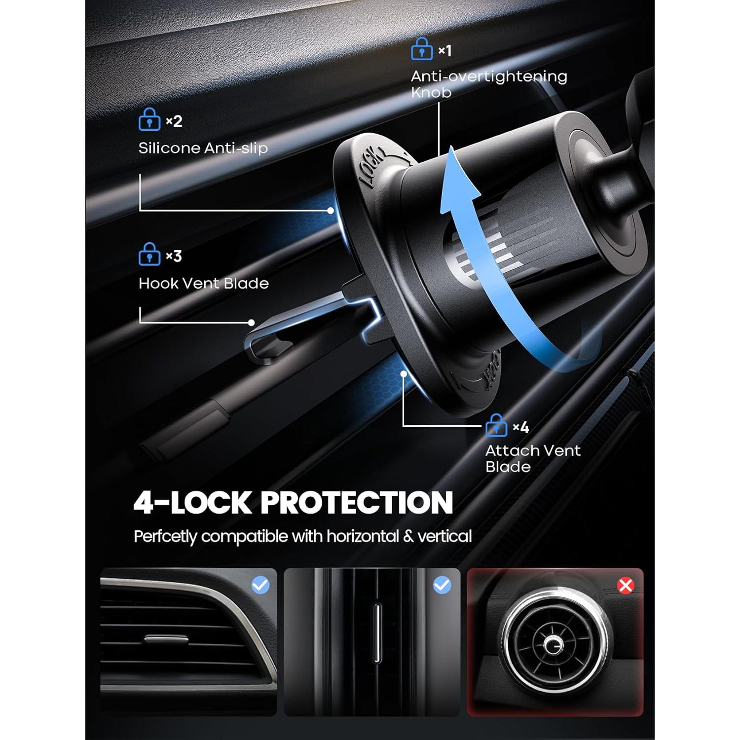 Soporte para teléfono de coche Lamicall STCV01 negro