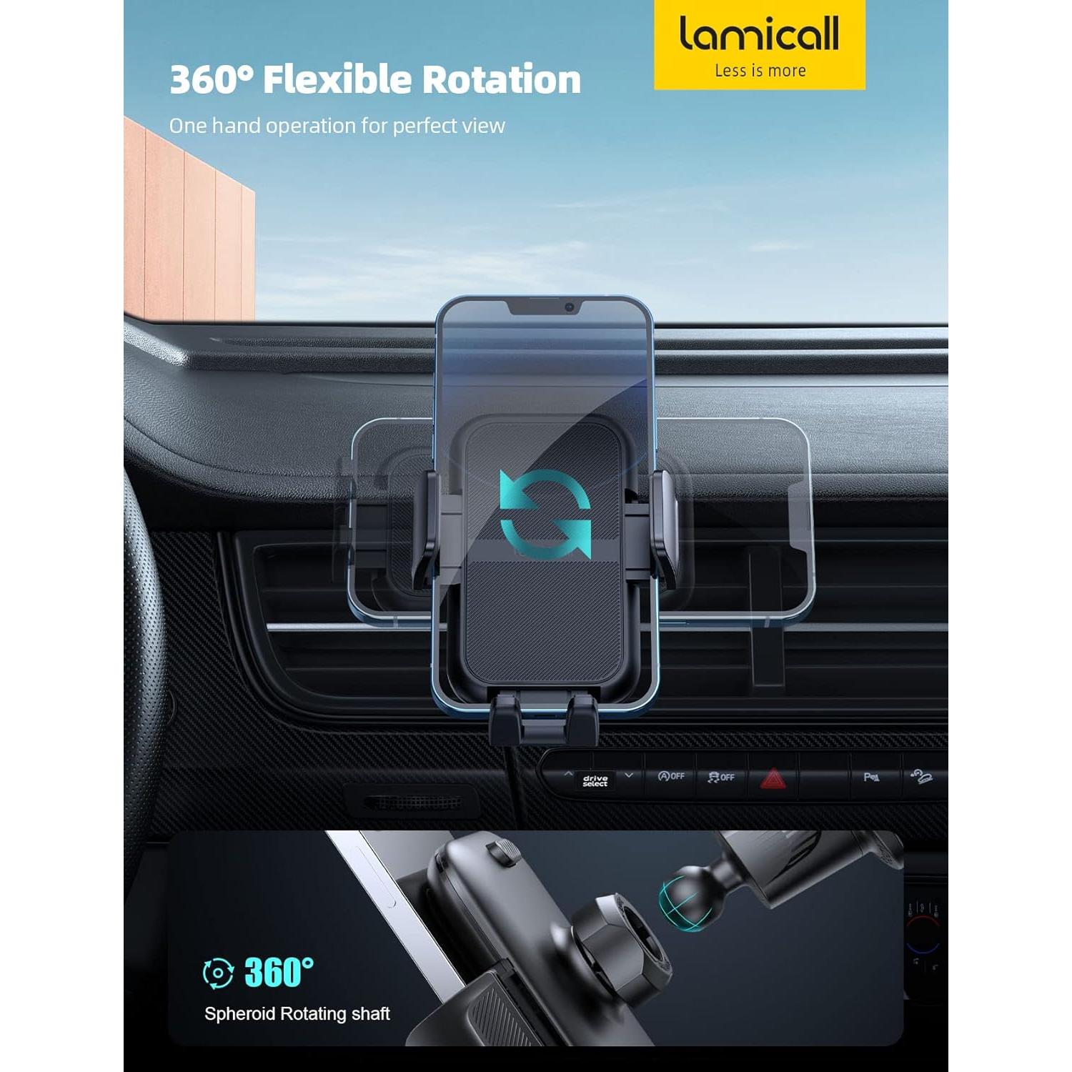 Soporte para teléfono de coche Lamicall STCV01 negro