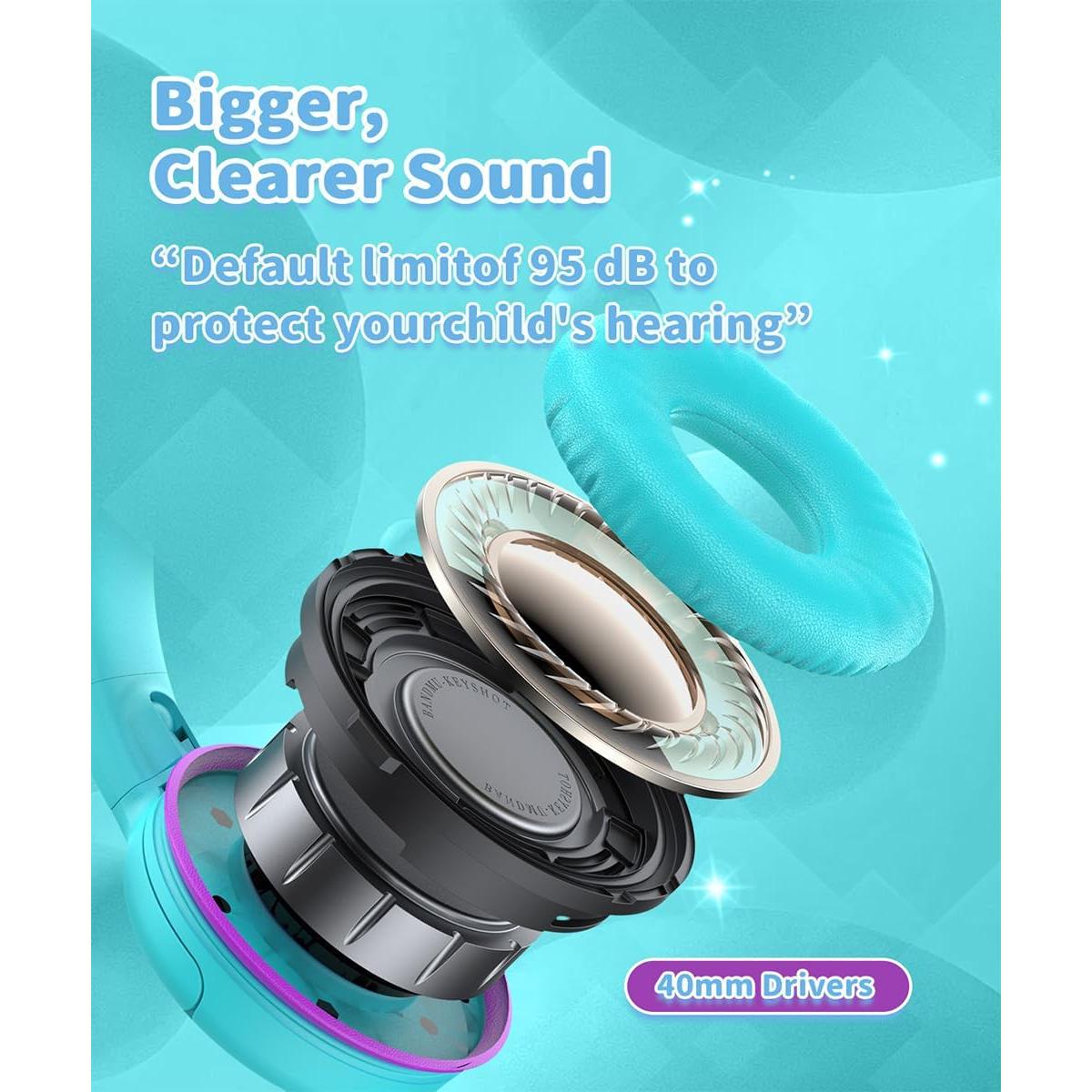 Auriculares para Niños WaveBlend K1 VerdePúrpura 95dB