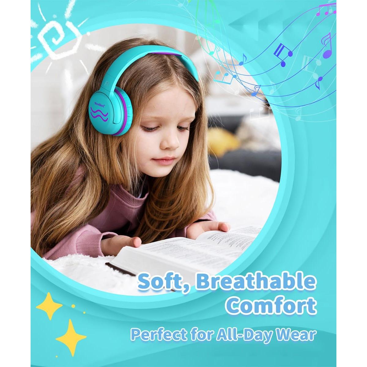 Auriculares para Niños WaveBlend K1 VerdePúrpura 95dB