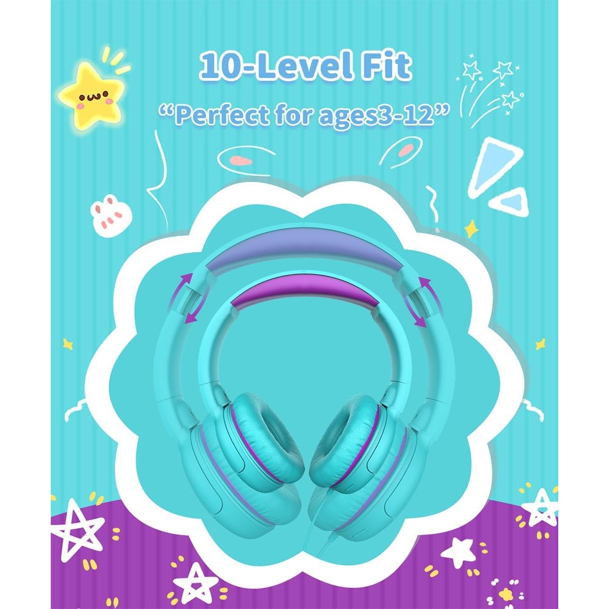 Auriculares para Niños WaveBlend K1 VerdePúrpura 95dB