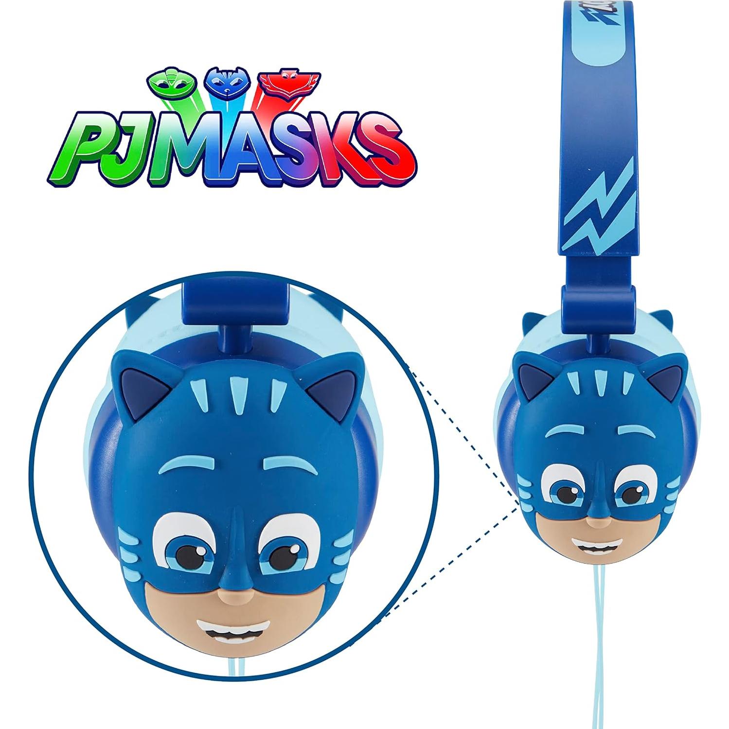 Auriculares sobre la oreja PJ Masks para niños - Sonido estéreo, control de volumen, 3.5mm