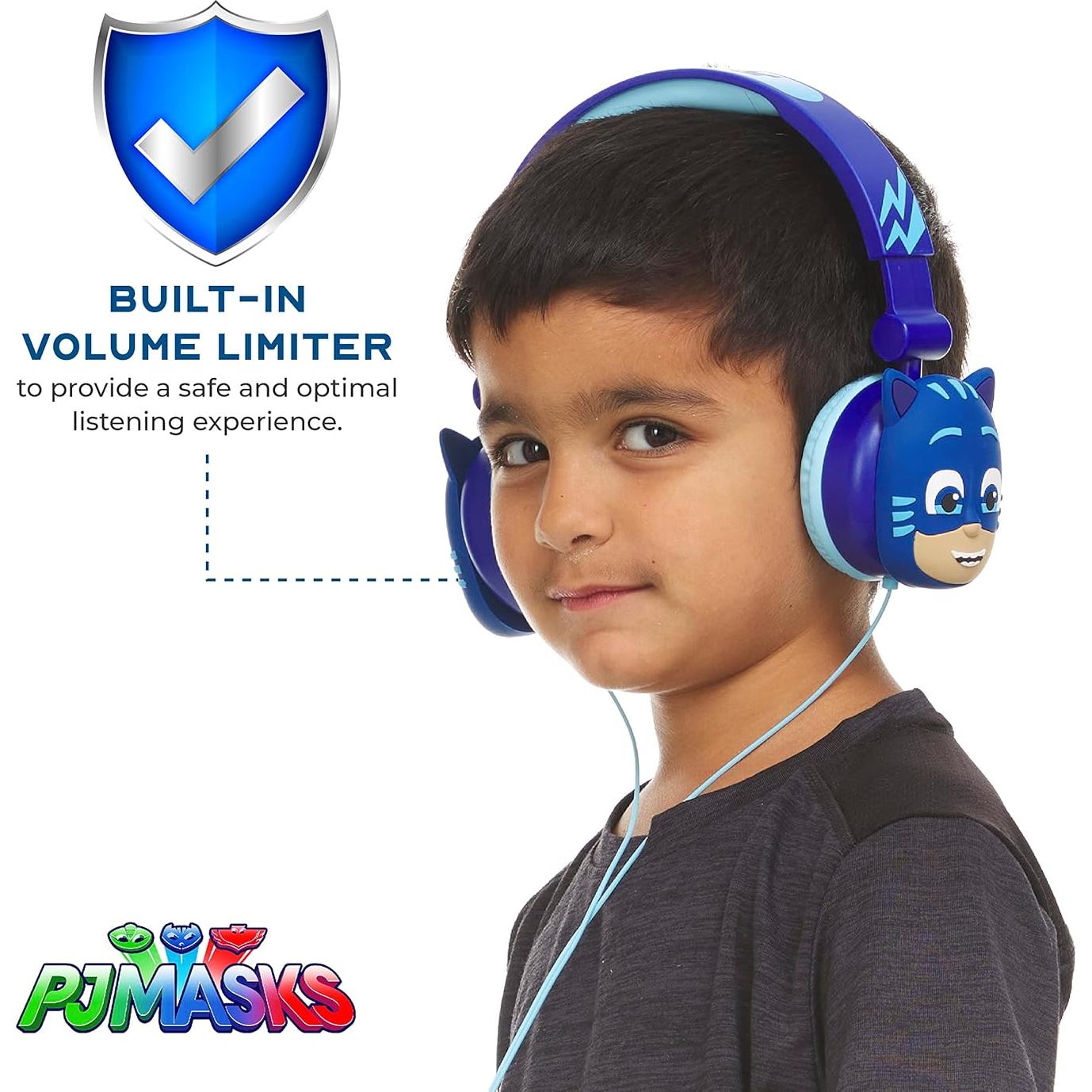 Auriculares sobre la oreja PJ Masks para niños - Sonido estéreo, control de volumen, 3.5mm