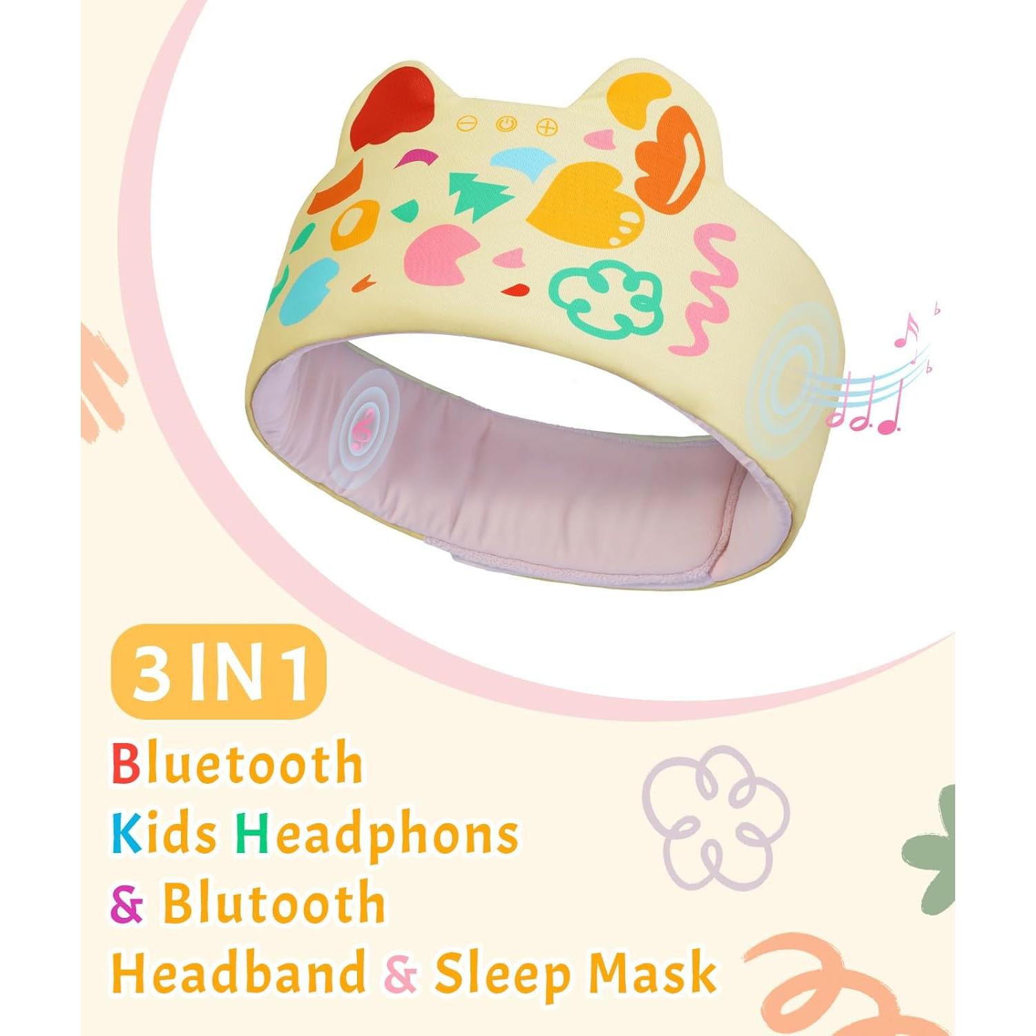 Auriculares Diadema Bluetooth LC-dolida para Niños Amarillo - Volumen Seguro