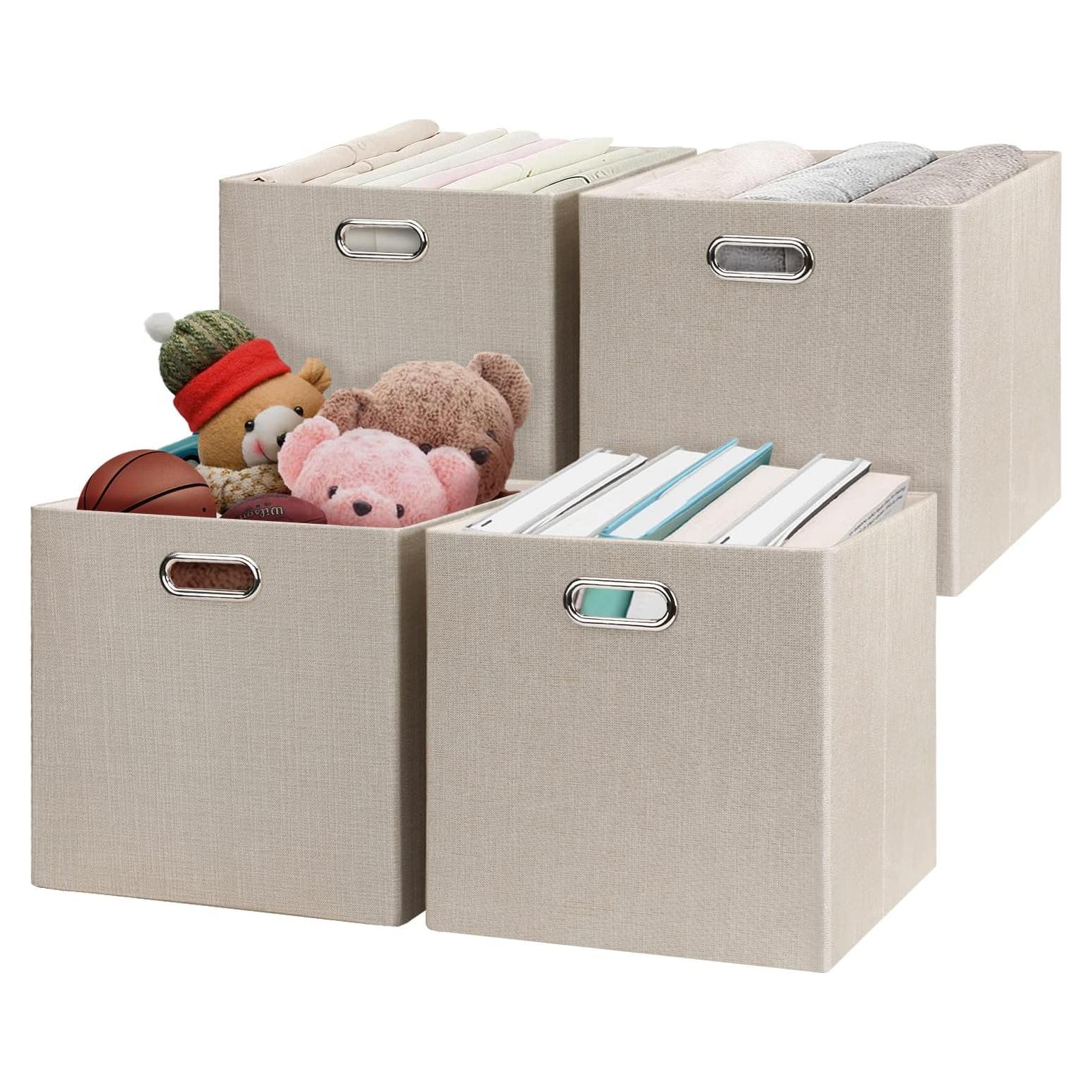Cubes de Almacenamiento Plegables Posprica 28x28 cm Beige 4 Pzas