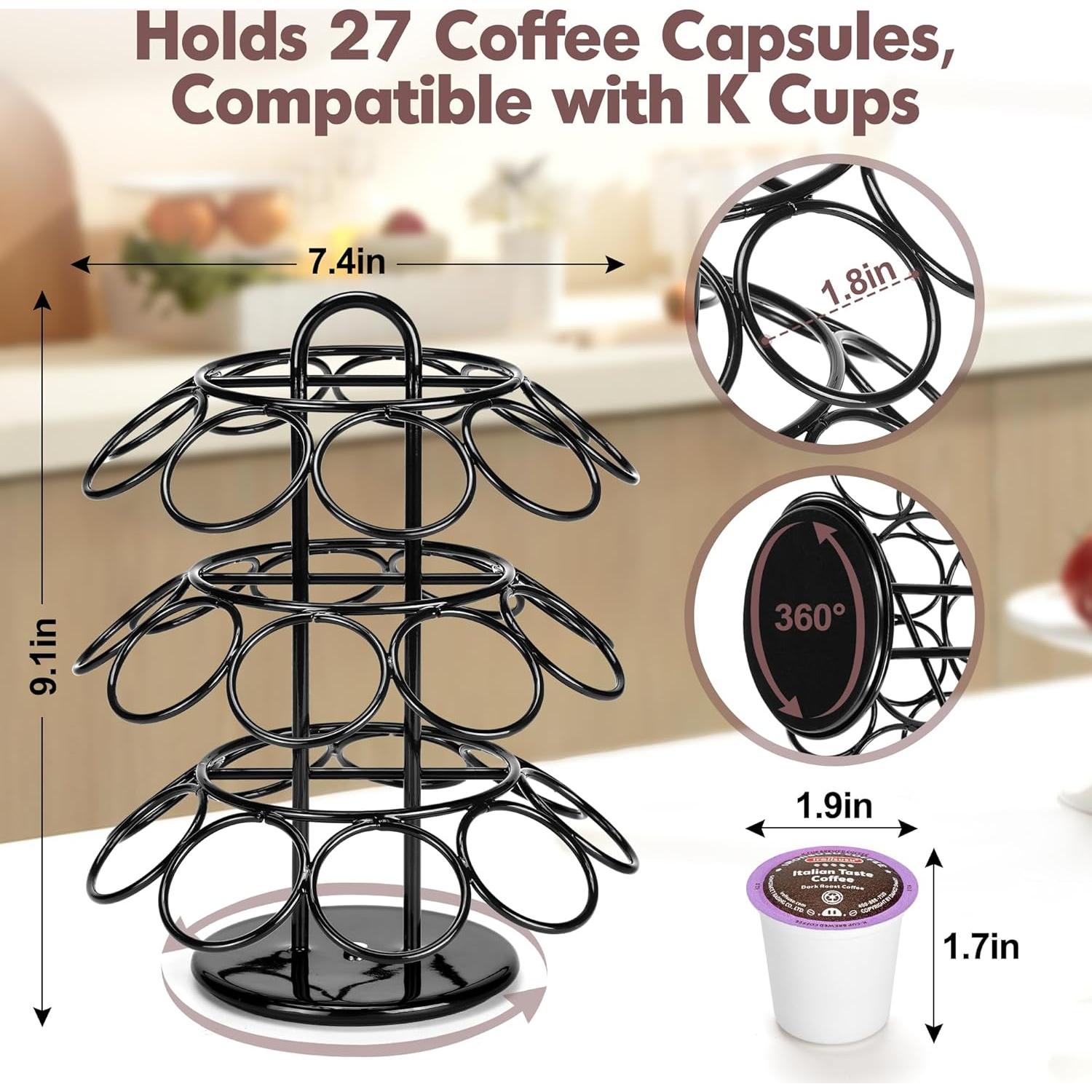 Soporte para cápsulas de café ROWISE 27 K Cups 3 niveles negro