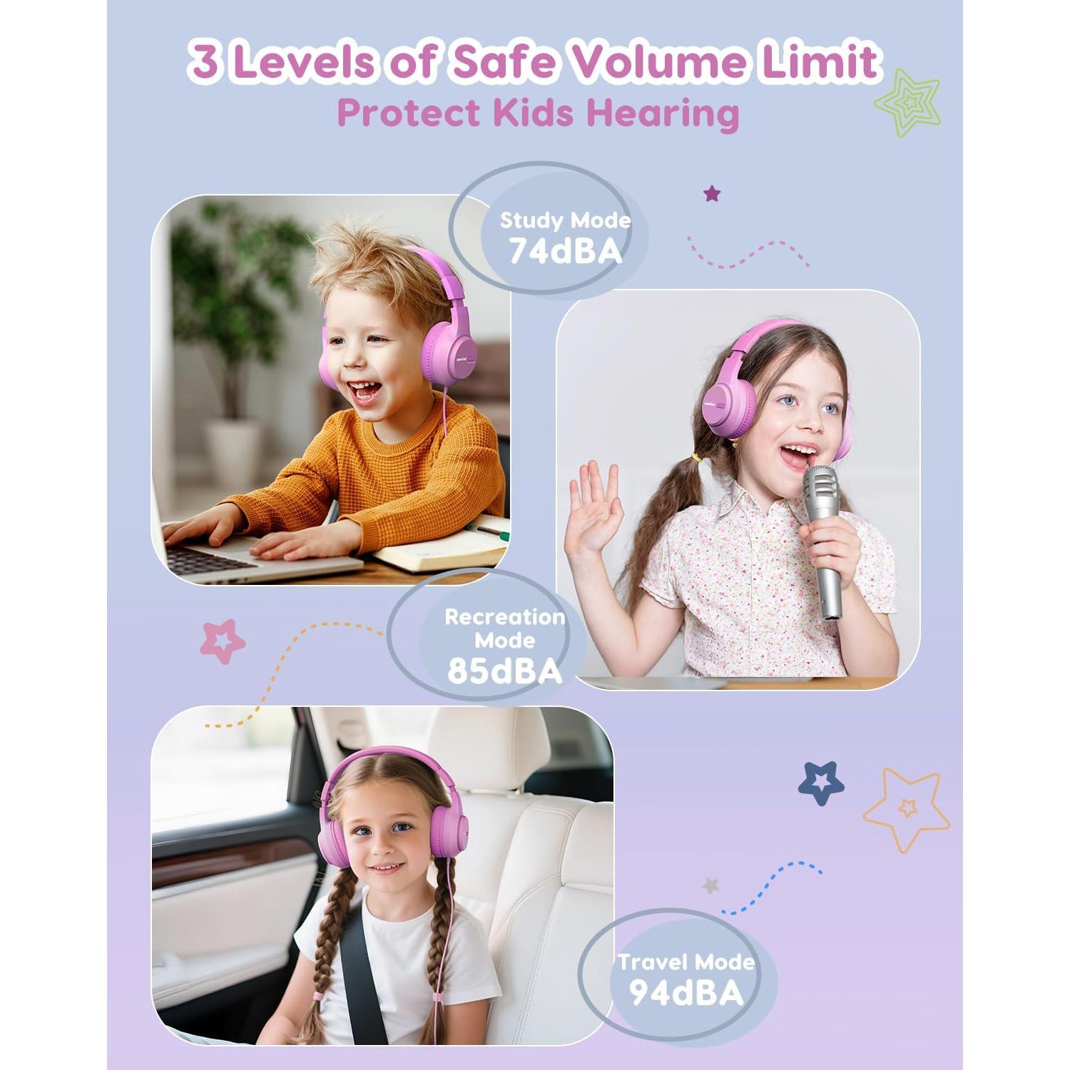 Auriculares Intraaurales para Niños AwaTrue HK07 Rosa 74/85/94dB