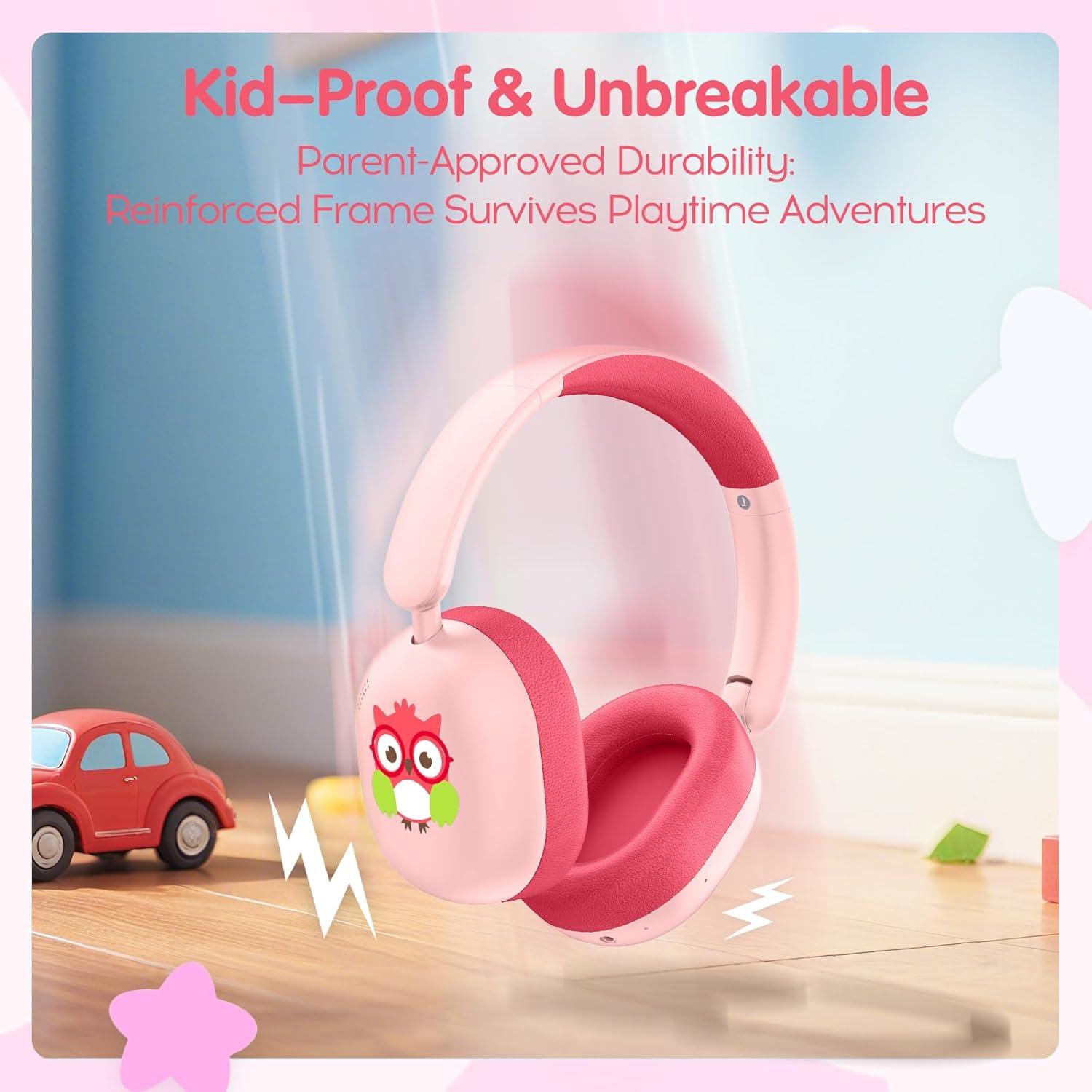 Auriculares LOBKIN Bluetooth 5.4 para Niños Plegables 55H Rosa