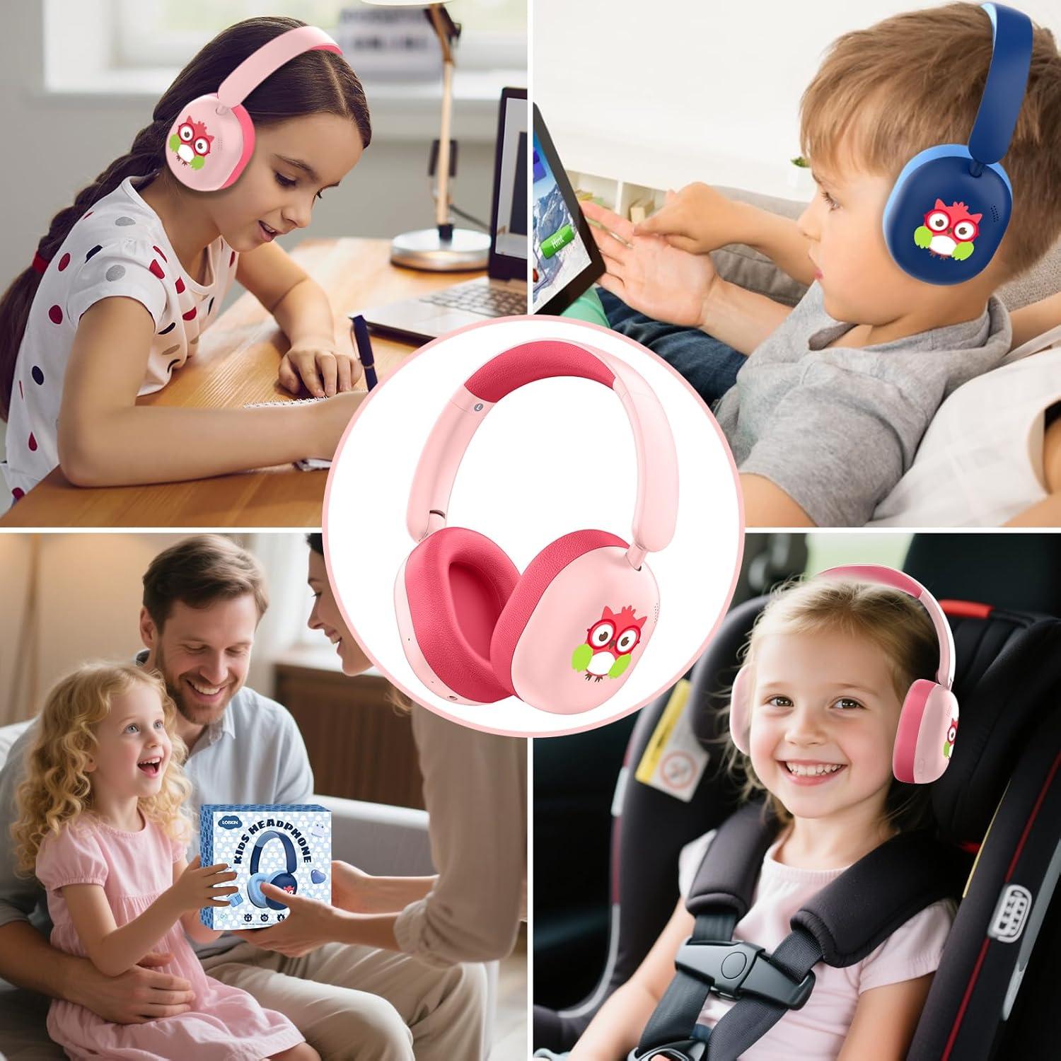 Auriculares LOBKIN Bluetooth 5.4 para Niños Plegables 55H Rosa