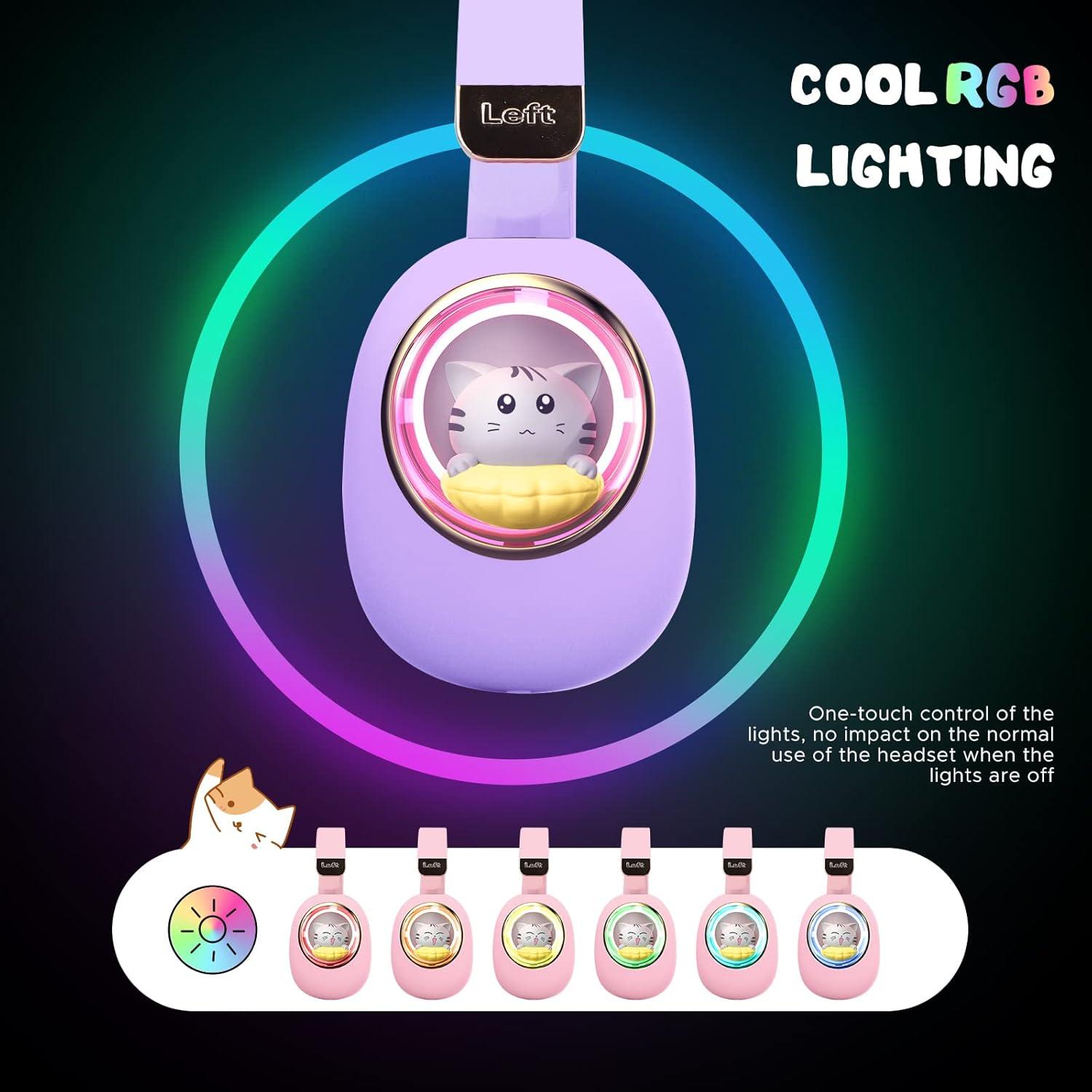 Auriculares Bluetooth QearFun para Niños con Luz LED Gato