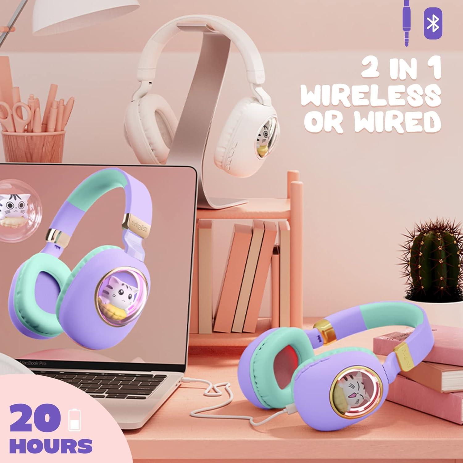 Auriculares Bluetooth QearFun para Niños con Luz LED Gato