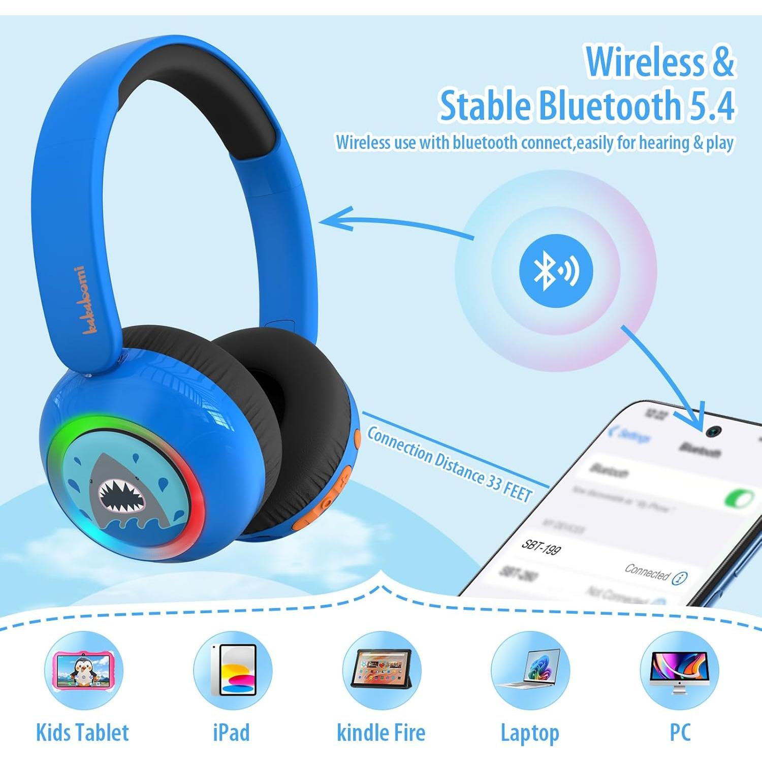 Auriculares Inalámbricos JBUNION SBT-199 para Niños con LED