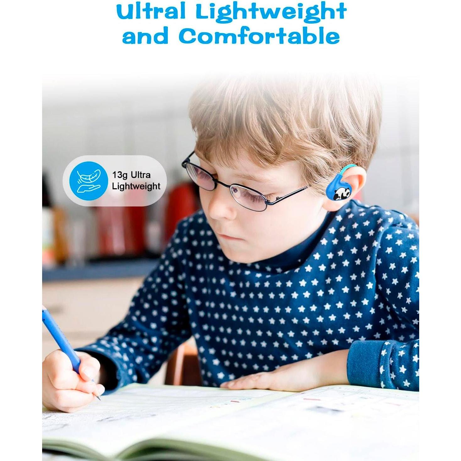 BANIGIPA Kids Headphones, Open Ear Headphones, Wireless Bluetooth 5.4 Headset w/Mic for Calling Studying Traveling, 13g Ultra-Light Comfort, 85dB Healthy Volume Control Protect Hearing, 10H Playtime