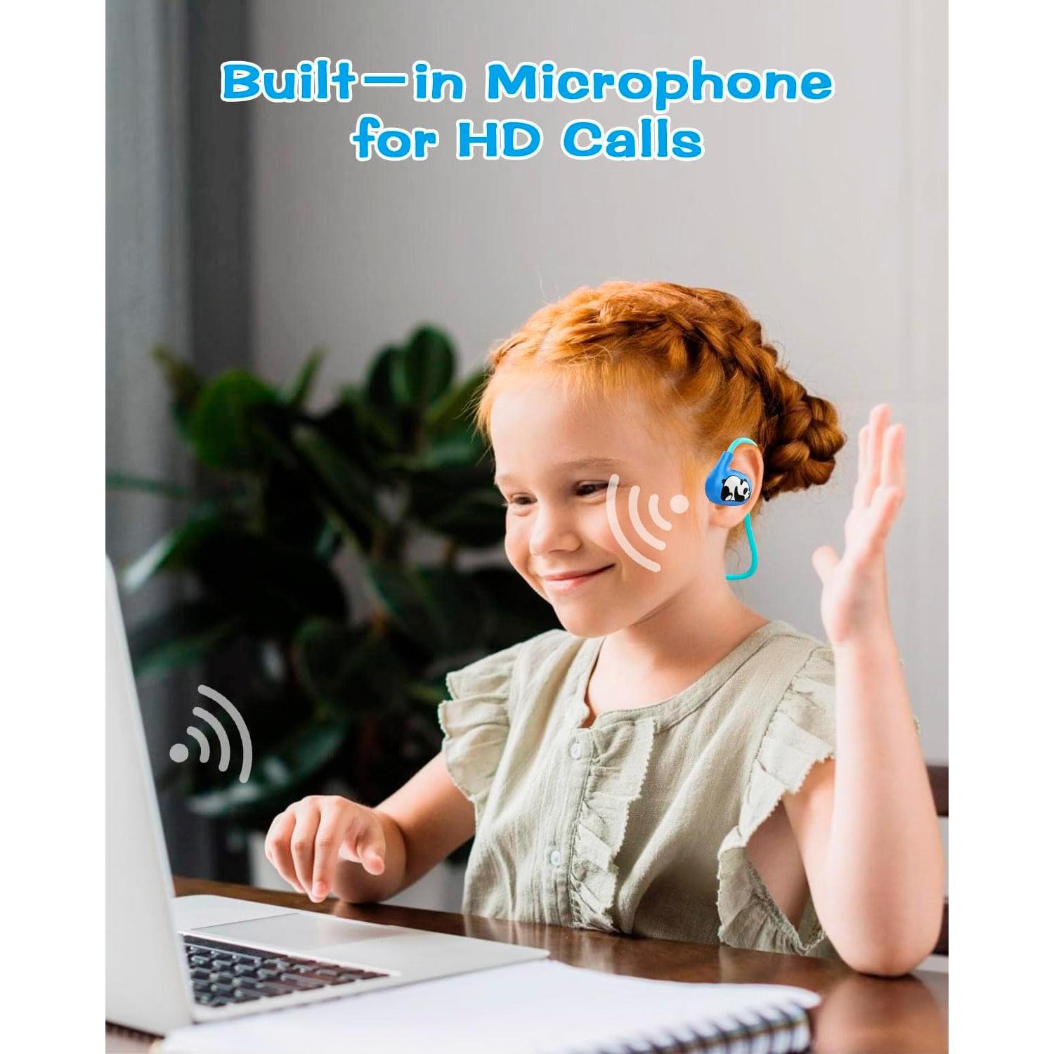 BANIGIPA Kids Headphones, Open Ear Headphones, Wireless Bluetooth 5.4 Headset w/Mic for Calling Studying Traveling, 13g Ultra-Light Comfort, 85dB Healthy Volume Control Protect Hearing, 10H Playtime