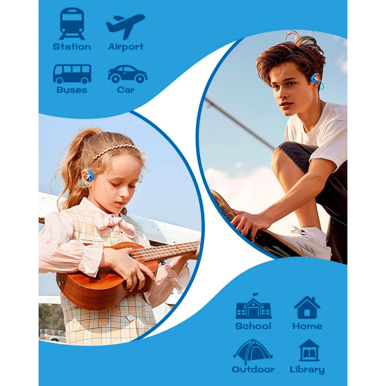 BANIGIPA Kids Headphones, Open Ear Headphones, Wireless Bluetooth 5.4 Headset w/Mic for Calling Studying Traveling, 13g Ultra-Light Comfort, 85dB Healthy Volume Control Protect Hearing, 10H Playtime