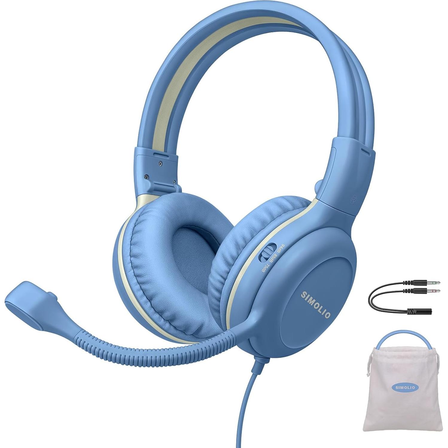 Auriculares SIMOLIO para Niños con Micrófono y Volumen Seguro