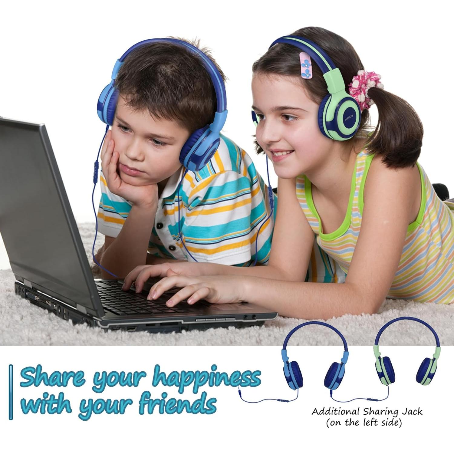 Auriculares SIMOLIO para Niños con Micrófono y Volumen Seguro